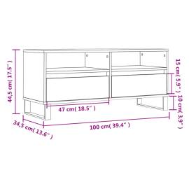 Comodă tv, gri sonoma, 100x34,5x44,5 cm, lemn prelucrat, 11 image