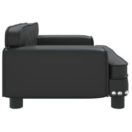 Canapea pentru copii, negru, 70x45x30 cm, piele ecologică, 4 image