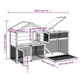 Cușcă de iepuri cafeniu 185,5x60,5x109,5 cm lemn masiv de pin, 8 image