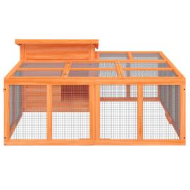 Cușcă pentru iepuri maro 144x123x67,5 cm din lemn masiv de pin, 3 image