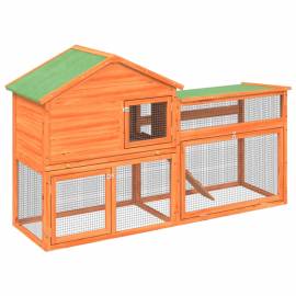 Cușcă pentru iepuri maro 185,5x60,5x109,5 cm lemn masiv de pin, 2 image