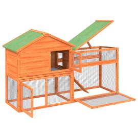 Cușcă pentru iepuri maro 185,5x60,5x109,5 cm lemn masiv de pin, 4 image