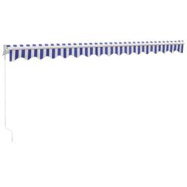 Copertină retractabilă albastru/alb, 4,5x3 m, textil/aluminiu, 6 image