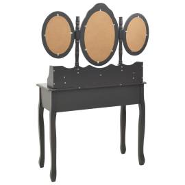 Masă de toaletă cu taburet și triptic oglinzi, gri, 7 image