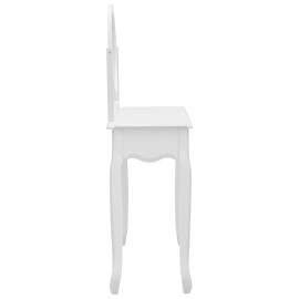 Masă toaletă cu taburet, alb, 65x36x128 cm, lemn paulownia, mdf, 4 image