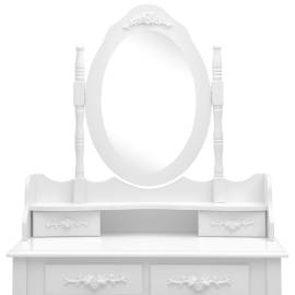 Set masă de toaletă cu taburet alb 75x69x140 cm lemn paulownia, 7 image