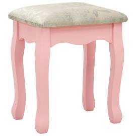 Set masă de toaletă cu taburet roz 50x59x136 cm lemn paulownia, 9 image