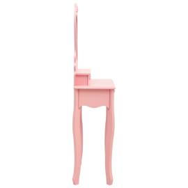 Set masă de toaletă cu taburet roz 50x59x136 cm lemn paulownia, 5 image