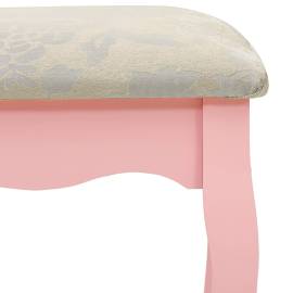 Set masă de toaletă cu taburet roz 75x69x140 cm lemn paulownia, 10 image