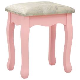 Set masă de toaletă cu taburet roz 75x69x140 cm lemn paulownia, 9 image