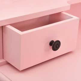 Set masă de toaletă cu taburet roz 80x69x141 cm lemn paulownia, 2 image