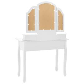 Set masă toaletă cu taburet alb 100x40x146 cm lemn paulownia, 7 image