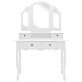Set masă toaletă cu taburet alb 100x40x146 cm lemn paulownia, 4 image
