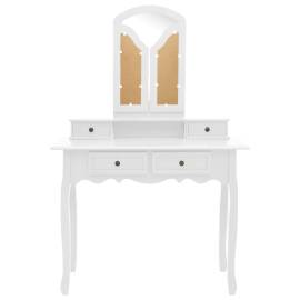 Set masă toaletă cu taburet alb 100x40x146 cm lemn paulownia, 5 image