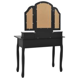 Set masă toaletă cu taburet negru 100x40x146 cm lemn paulownia, 7 image