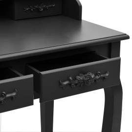 Set masă toaletă cu taburet negru 75x69x140 cm lemn paulownia, 8 image