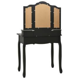 Set masă toaletă cu taburet negru 80x69x141 cm lemn paulownia, 7 image