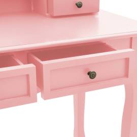 Set masă toaletă cu taburet roz 100x40x146 cm lemn paulownia, 9 image
