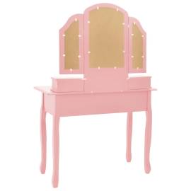 Set masă toaletă cu taburet roz 100x40x146 cm lemn paulownia, 7 image