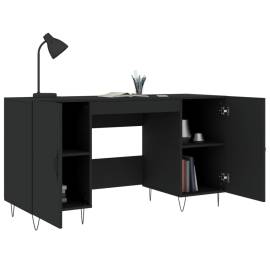 Birou, negru, 140x50x75 cm, lemn compozit, 4 image