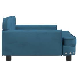 Canapea pentru copii, albastru, 90x53x30 cm, catifea, 4 image