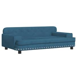 Canapea pentru copii, albastru, 90x53x30 cm, catifea, 2 image