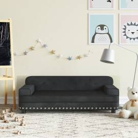 Canapea pentru copii, negru, 90x53x30 cm, catifea