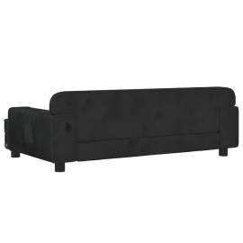 Canapea pentru copii, negru, 90x53x30 cm, catifea, 5 image