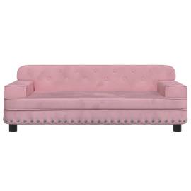 Canapea pentru copii, roz, 90x53x30 cm, catifea, 3 image