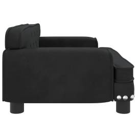 Canapea pentru copii, negru, 70x45x30 cm, catifea, 4 image