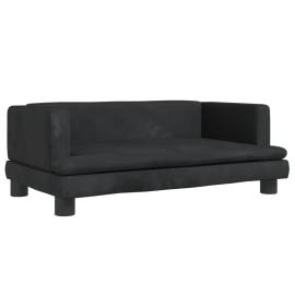 Canapea pentru copii, negru, 80x45x30 cm, catifea, 2 image