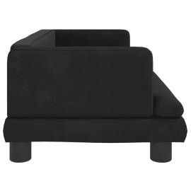 Canapea pentru copii, negru, 80x45x30 cm, catifea, 4 image