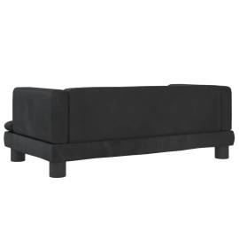 Canapea pentru copii, negru, 80x45x30 cm, catifea, 5 image