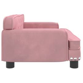 Canapea pentru copii, roz, 70x45x30 cm, catifea, 4 image