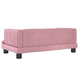 Canapea pentru copii, roz, 80x45x30 cm, catifea, 5 image