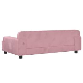 Canapea pentru copii, roz, 90x53x30 cm, catifea, 5 image