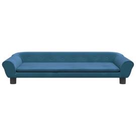 Canapea pentru copii, albastru, 100x50x26 cm, catifea, 3 image