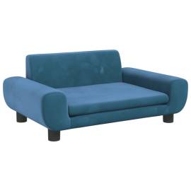 Canapea pentru copii, albastru, 70x45x33 cm, catifea, 2 image