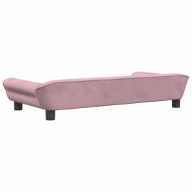 Canapea pentru copii, roz, 100x50x26 cm, catifea, 5 image
