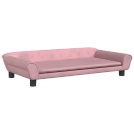 Canapea pentru copii, roz, 100x50x26 cm, catifea, 2 image