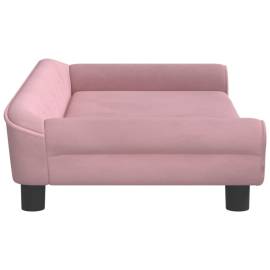 Canapea pentru copii, roz, 100x50x26 cm, catifea, 4 image