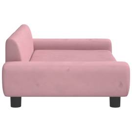 Canapea pentru copii, roz, 100x54x33 cm, catifea, 4 image