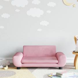 Canapea pentru copii, roz, 70x45x33 cm, catifea