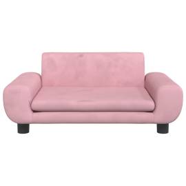 Canapea pentru copii, roz, 70x45x33 cm, catifea, 3 image