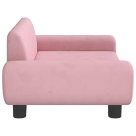 Canapea pentru copii, roz, 70x45x33 cm, catifea, 4 image