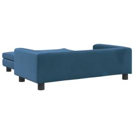 Canapea pentru copii cu taburet albastru 100x50x30 cm catifea, 5 image