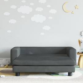 Canapea pentru copii cu taburet gri închis 100x50x30 cm catifea