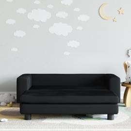 Canapea pentru copii cu taburet negru 100x50x30 cm catifea