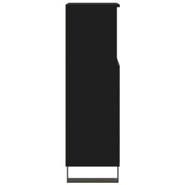 Dulap de baie, negru, 30x30x100 cm, lemn prelucrat, 7 image
