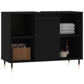 Dulap pentru baie, negru, 80x33x60 cm, lemn compozit, 3 image
